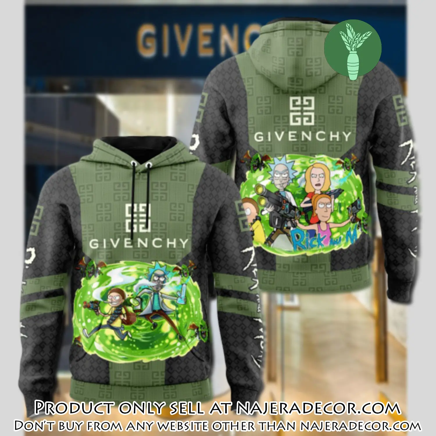 Givenchy rick and morty unisex hoodie luxury brand gifts  jh2009 njr2601270